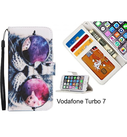 Vodafone Turbo 7 case 3 card leather wallet case printed ID