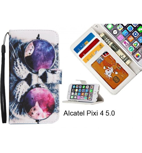 Alcatel Pixi 4 5.0 case 3 card leather wallet case printed ID