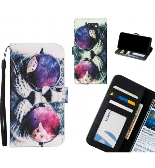 Galaxy J7 Prime case 3 card leather wallet case printed ID