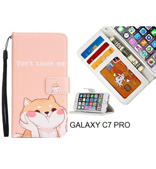 GALAXY C7 PRO case 3 card leather wallet case printed ID