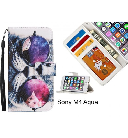 Sony M4 Aqua case 3 card leather wallet case printed ID
