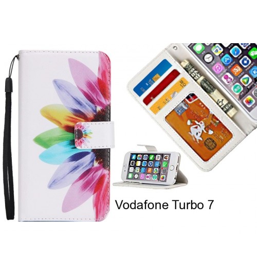 Vodafone Turbo 7 case 3 card leather wallet case printed ID