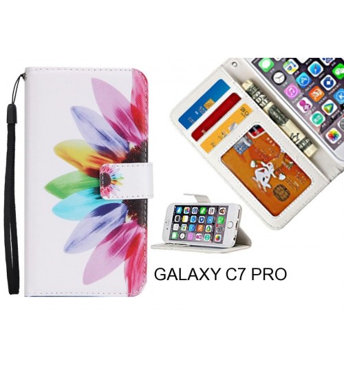 GALAXY C7 PRO case 3 card leather wallet case printed ID