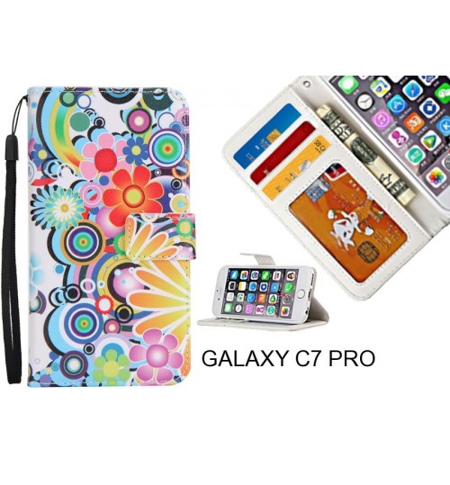 GALAXY C7 PRO case 3 card leather wallet case printed ID