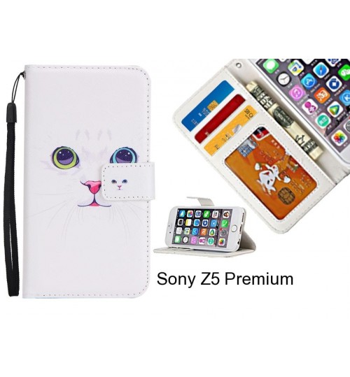 Sony Z5 Premium case 3 card leather wallet case printed ID