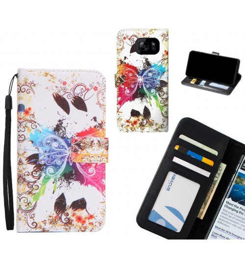 Galaxy S7 edge case 3 card leather wallet case printed ID