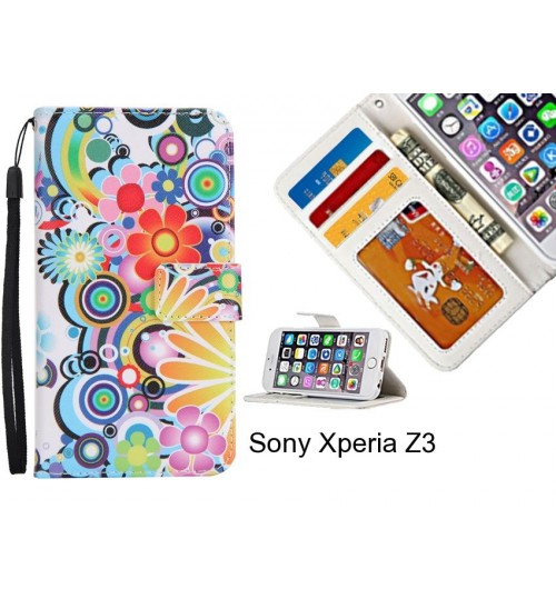 Sony Xperia Z3 case 3 card leather wallet case printed ID