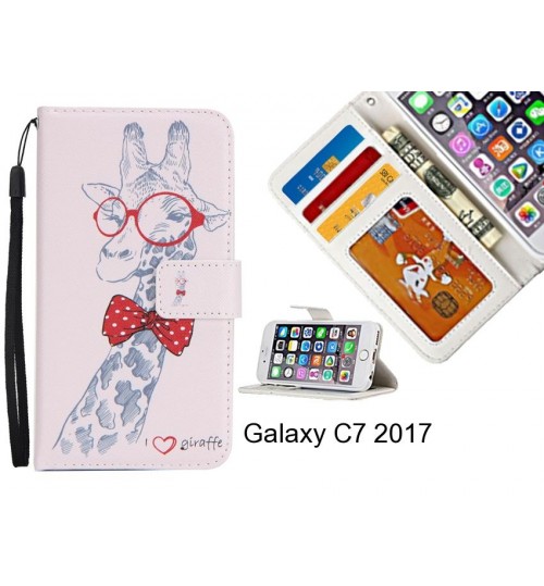 Galaxy C7 2017 case 3 card leather wallet case printed ID