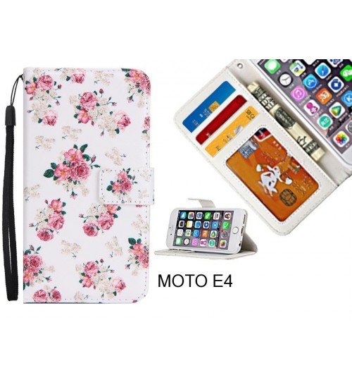 MOTO E4 case 3 card leather wallet case printed ID