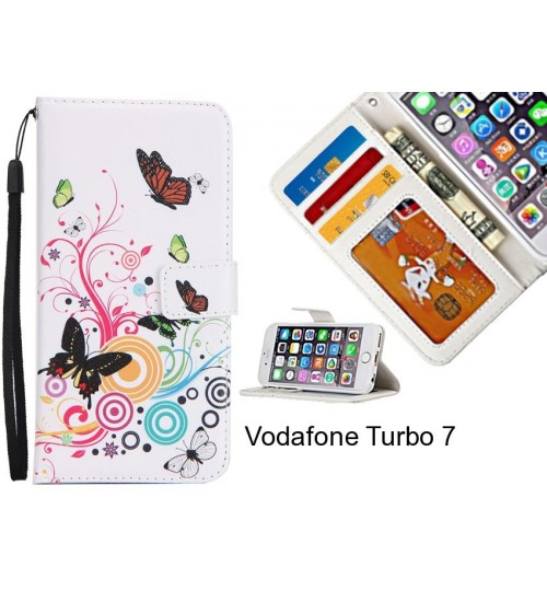 Vodafone Turbo 7 case 3 card leather wallet case printed ID