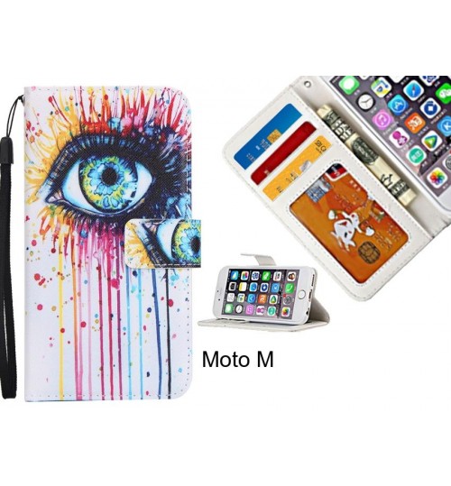 Moto M case 3 card leather wallet case printed ID