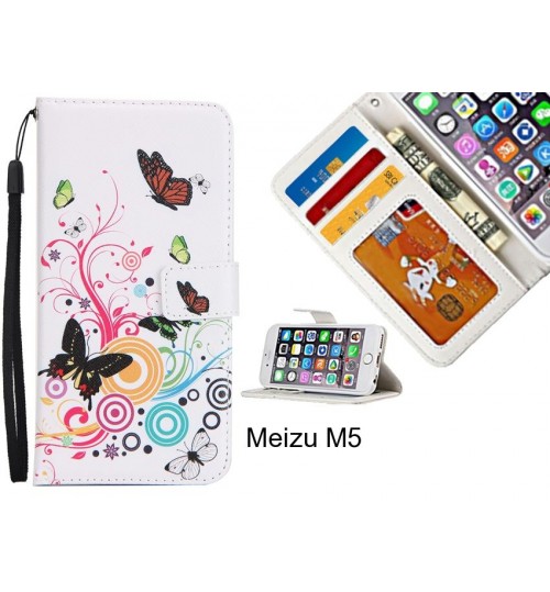 Meizu M5 case 3 card leather wallet case printed ID