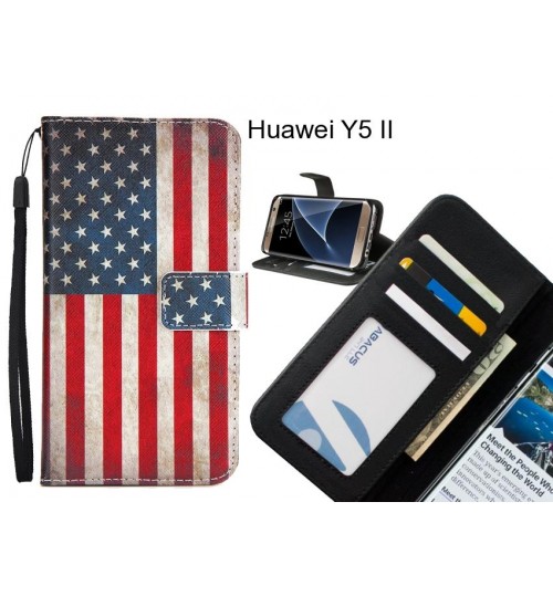 Huawei Y5 II case 3 card leather wallet case printed ID