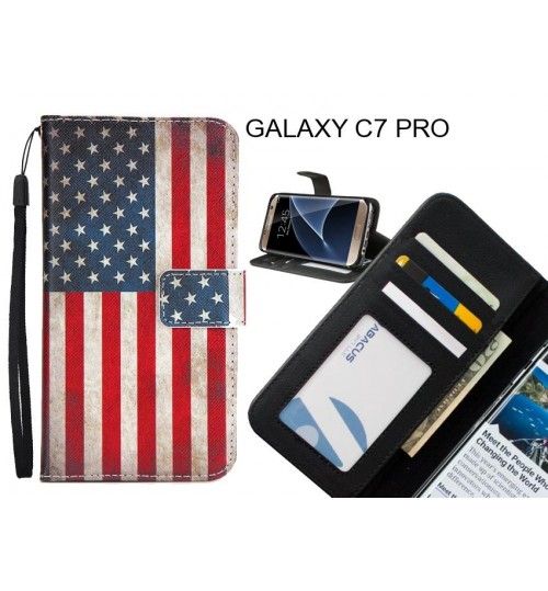 GALAXY C7 PRO case 3 card leather wallet case printed ID