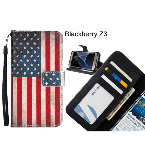 Blackberry Z3 case 3 card leather wallet case printed ID