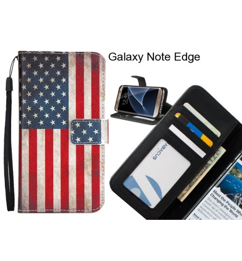 Galaxy Note Edge case 3 card leather wallet case printed ID