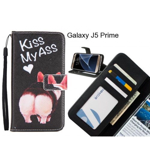 Galaxy J5 Prime case 3 card leather wallet case printed ID