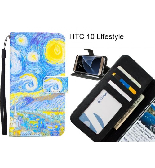 HTC 10 Lifestyle case 3 card leather wallet case printed ID