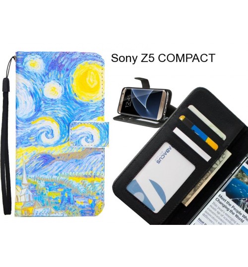 Sony Z5 COMPACT case 3 card leather wallet case printed ID