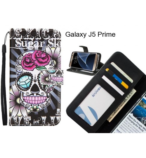 Galaxy J5 Prime case 3 card leather wallet case printed ID