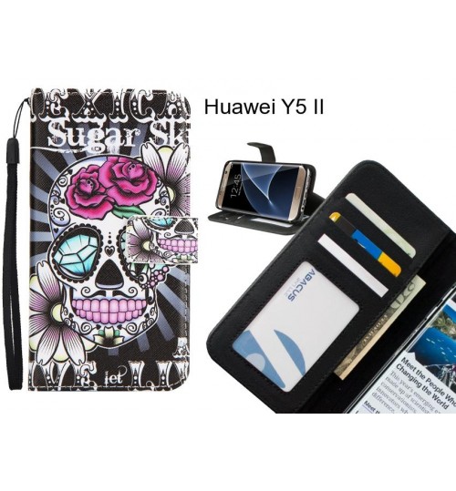 Huawei Y5 II case 3 card leather wallet case printed ID