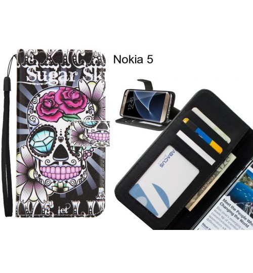 Nokia 5 case 3 card leather wallet case printed ID