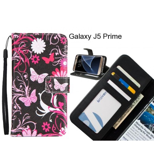 Galaxy J5 Prime case 3 card leather wallet case printed ID