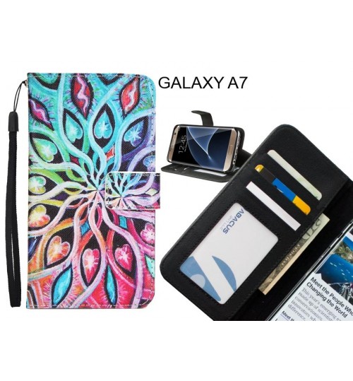 GALAXY A7 case 3 card leather wallet case printed ID