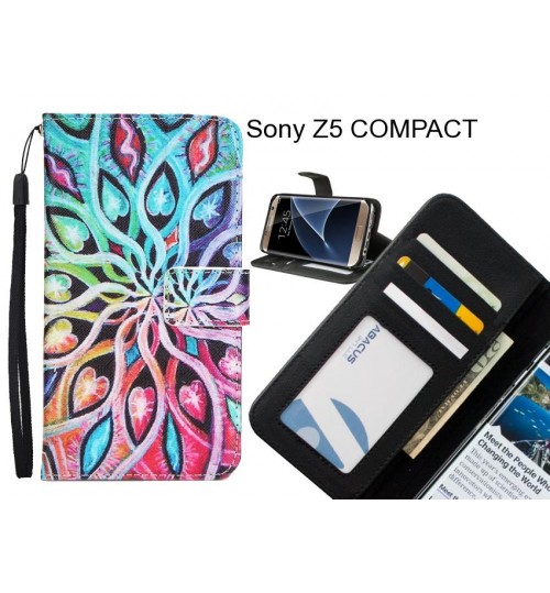 Sony Z5 COMPACT case 3 card leather wallet case printed ID