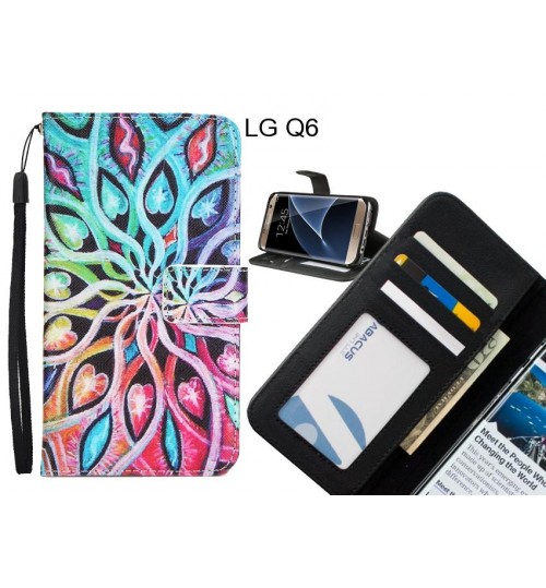 LG Q6 case 3 card leather wallet case printed ID