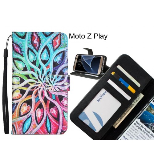 Moto Z Play case 3 card leather wallet case printed ID