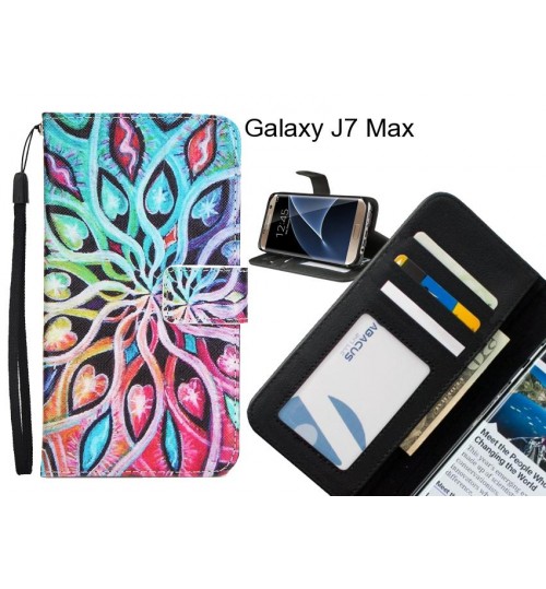 Galaxy J7 Max case 3 card leather wallet case printed ID