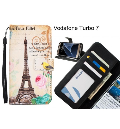 Vodafone Turbo 7 case 3 card leather wallet case printed ID