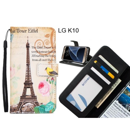 LG K10 case 3 card leather wallet case printed ID