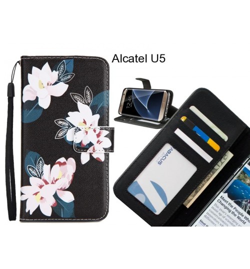 Alcatel U5 case 3 card leather wallet case printed ID