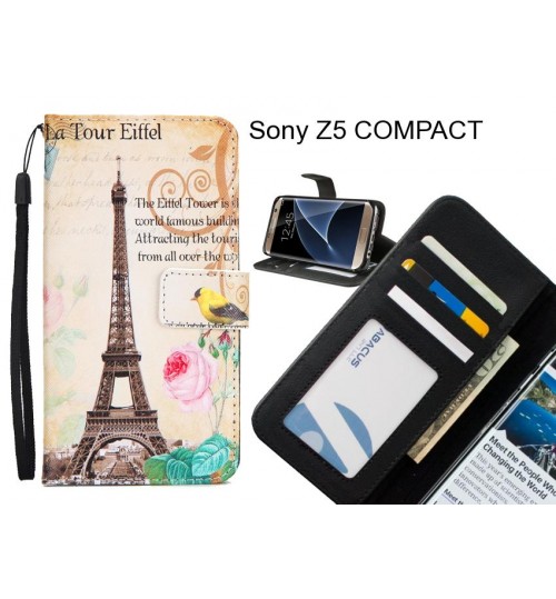 Sony Z5 COMPACT case 3 card leather wallet case printed ID