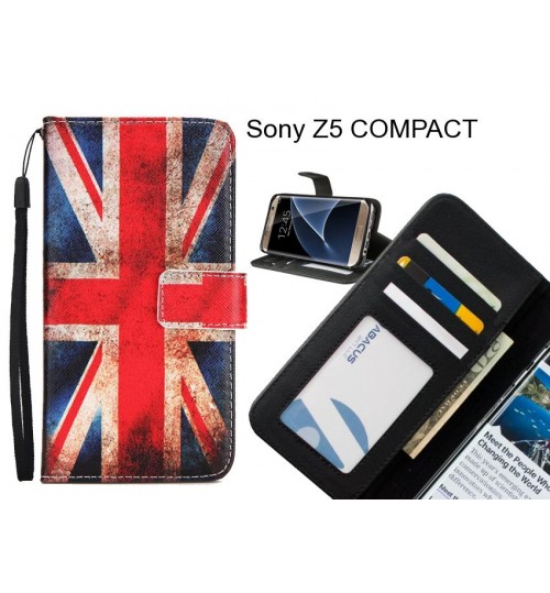 Sony Z5 COMPACT case 3 card leather wallet case printed ID