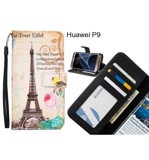 Huawei P9 case 3 card leather wallet case printed ID