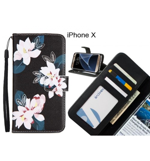 iPhone X case 3 card leather wallet case printed ID