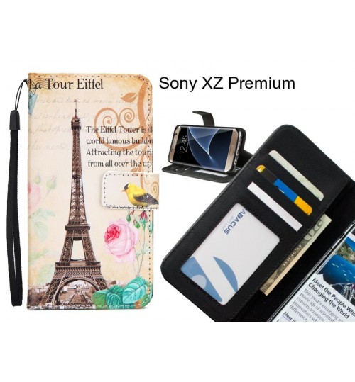 Sony XZ Premium case 3 card leather wallet case printed ID