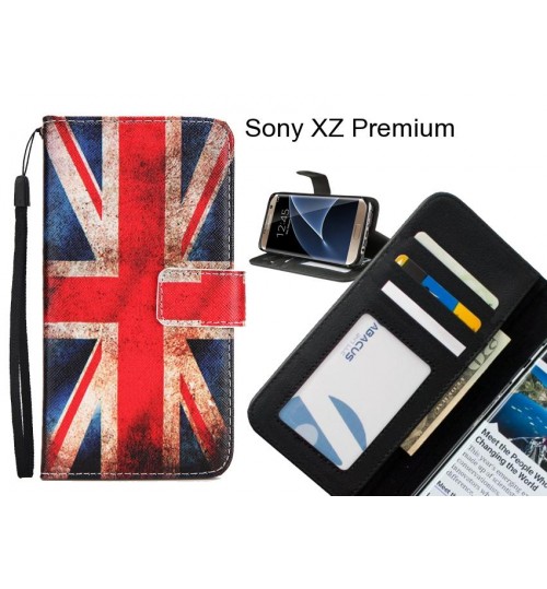 Sony XZ Premium case 3 card leather wallet case printed ID