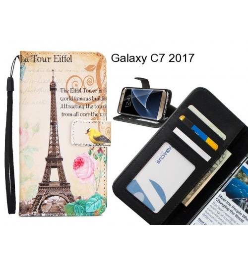 Galaxy C7 2017 case 3 card leather wallet case printed ID