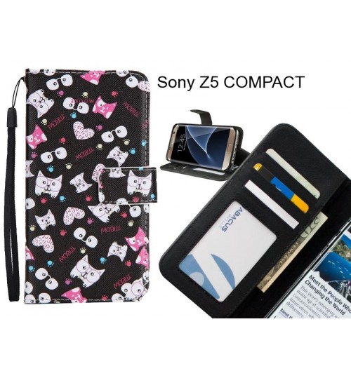 Sony Z5 COMPACT case 3 card leather wallet case printed ID