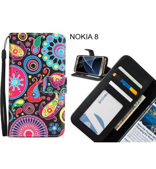 NOKIA 8 case 3 card leather wallet case printed ID