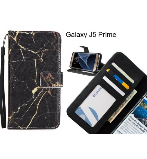 Galaxy J5 Prime case 3 card leather wallet case printed ID