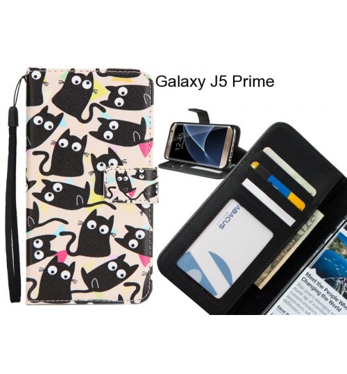 Galaxy J5 Prime case 3 card leather wallet case printed ID