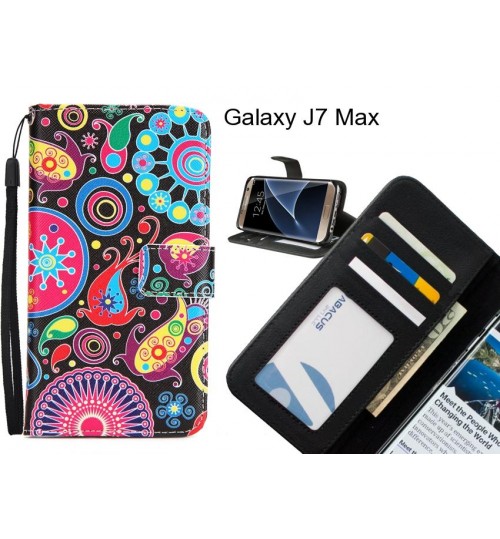 Galaxy J7 Max case 3 card leather wallet case printed ID