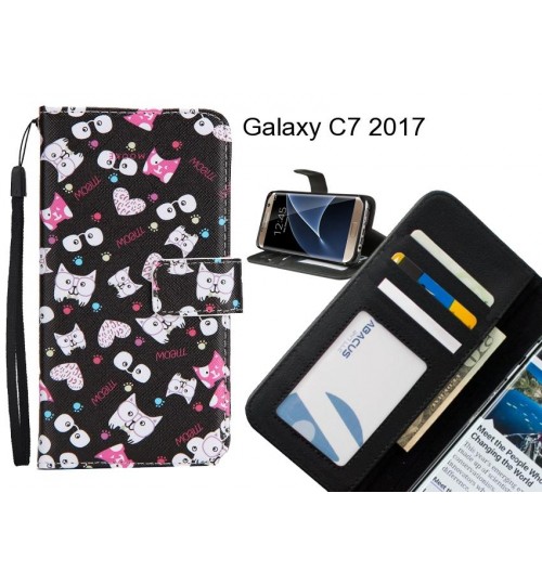 Galaxy C7 2017 case 3 card leather wallet case printed ID