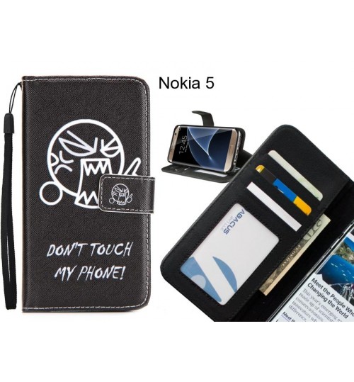 Nokia 5 case 3 card leather wallet case printed ID