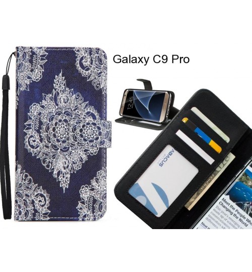 Galaxy C9 Pro case 3 card leather wallet case printed ID